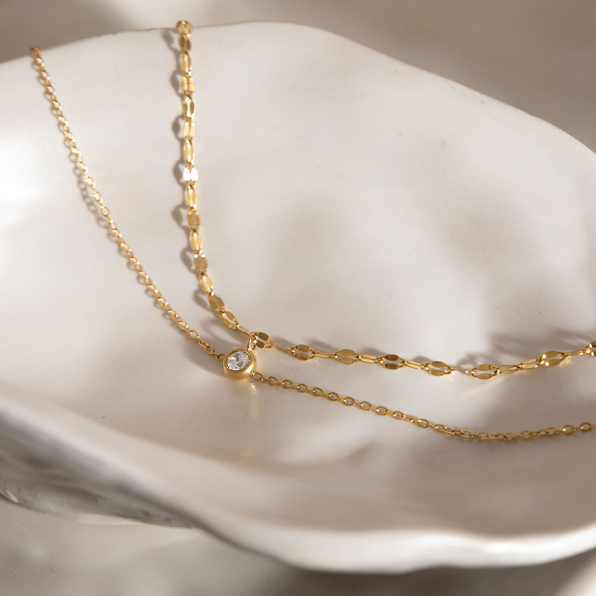 Double Layer Zircon Stainless Steel Anklet for Women