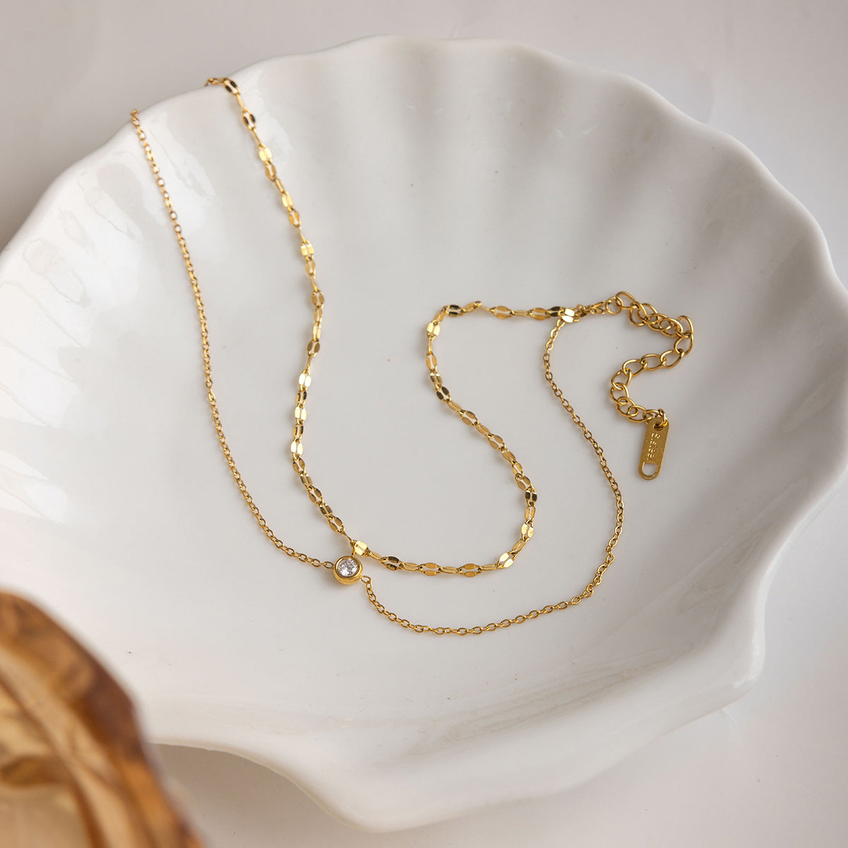 Double Layer Zircon Stainless Steel Anklet for Women
